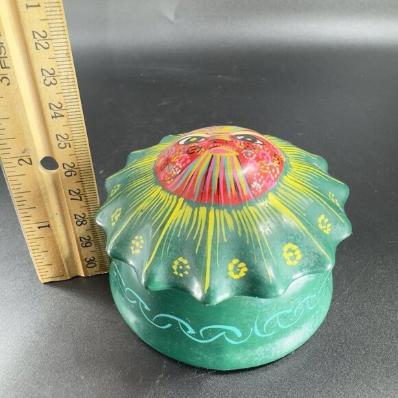 Mexican Pottery RedWare Trinket Dish Holder Container Sun Shaped Isidoro Signed - Picture 3 of 15